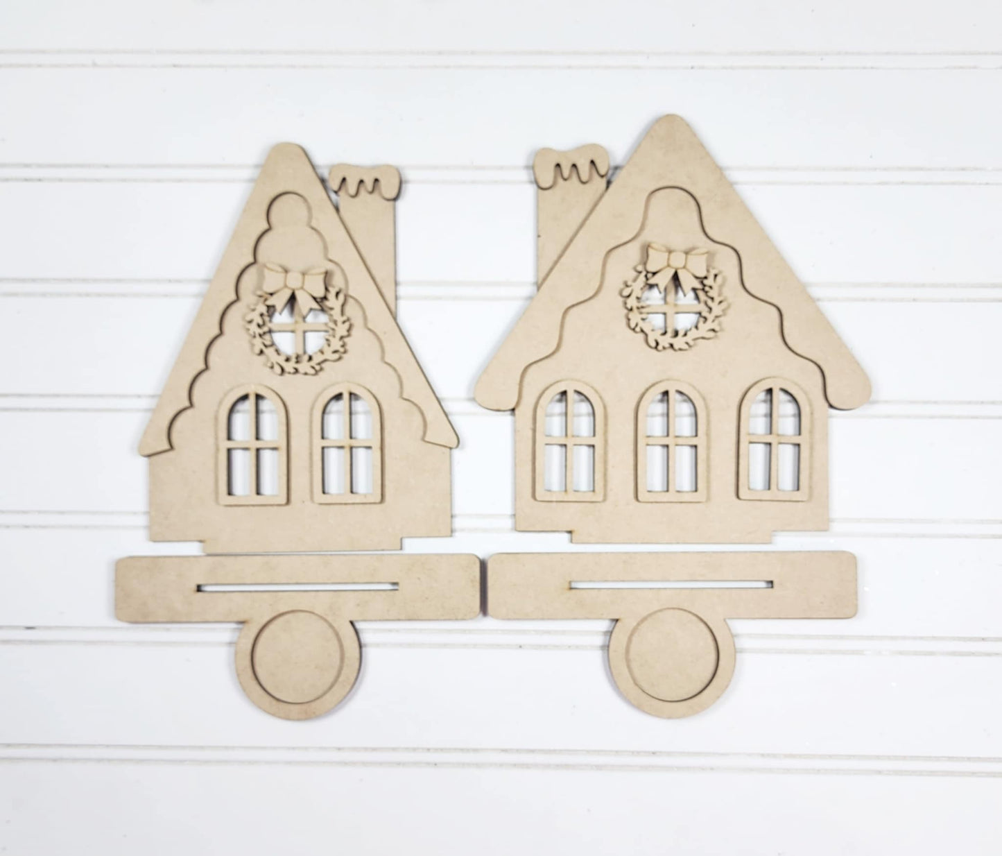 Victorian Gingerbread Houses set of 2 Tealights unpainted cutouts