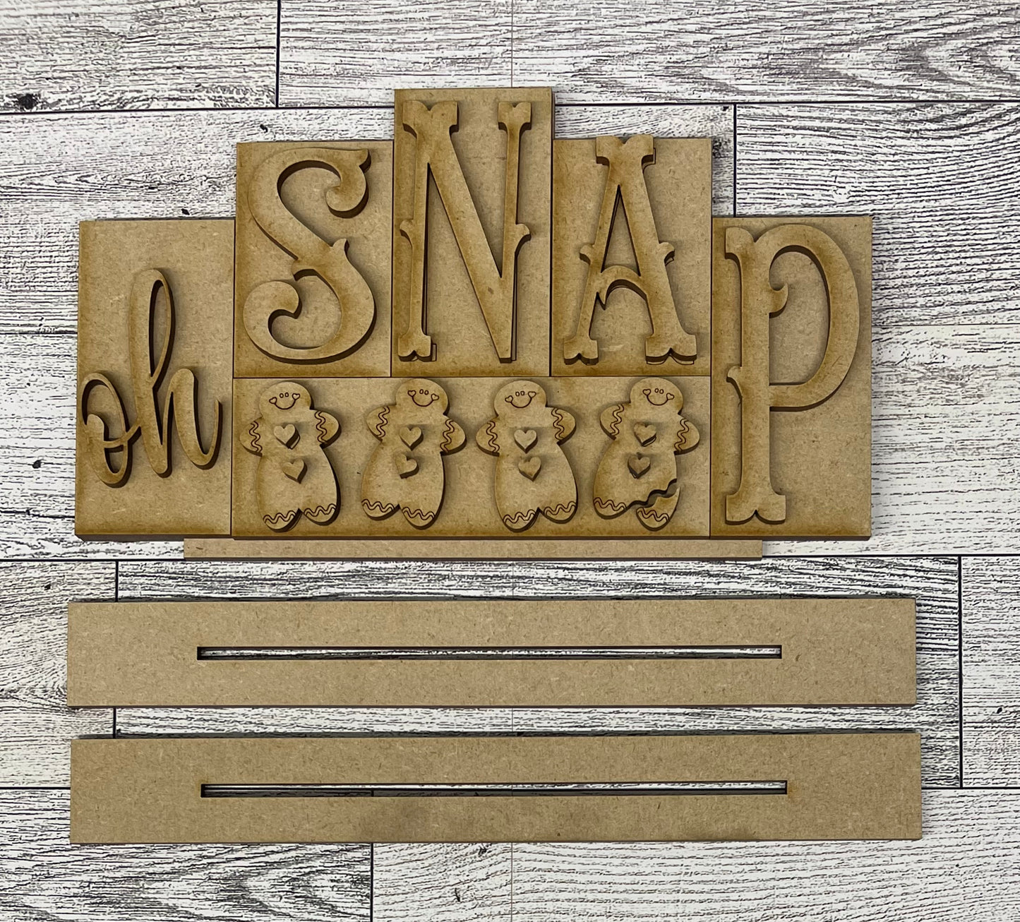 Gingerbread word kit - wood pieces, unpainted wood cutouts, ready for you to paint, scrapbook paper is not included