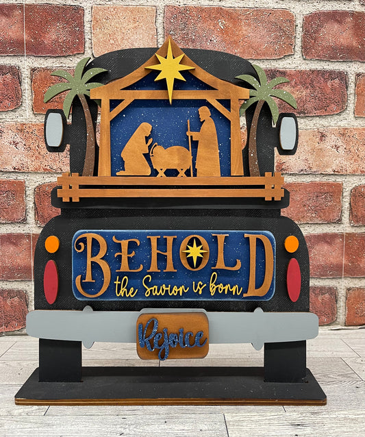 Nativity - Christmas Truck insert only, unpainted wood cutouts, ready for you to paint, does not include truck