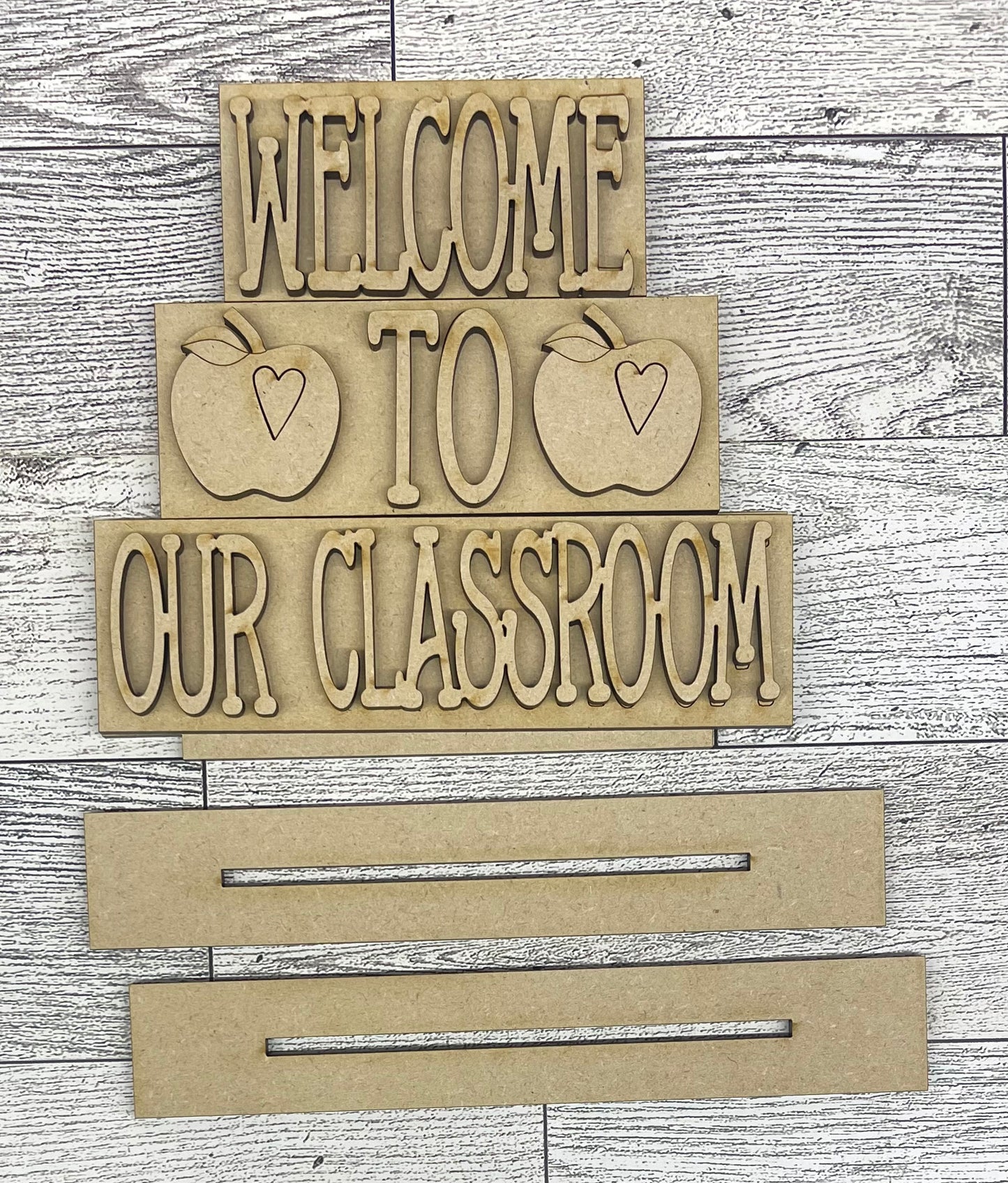 Teacher word stacker kits - wood pieces, unpainted wood cutouts, ready for you to paint, scrapbook paper is not included lol