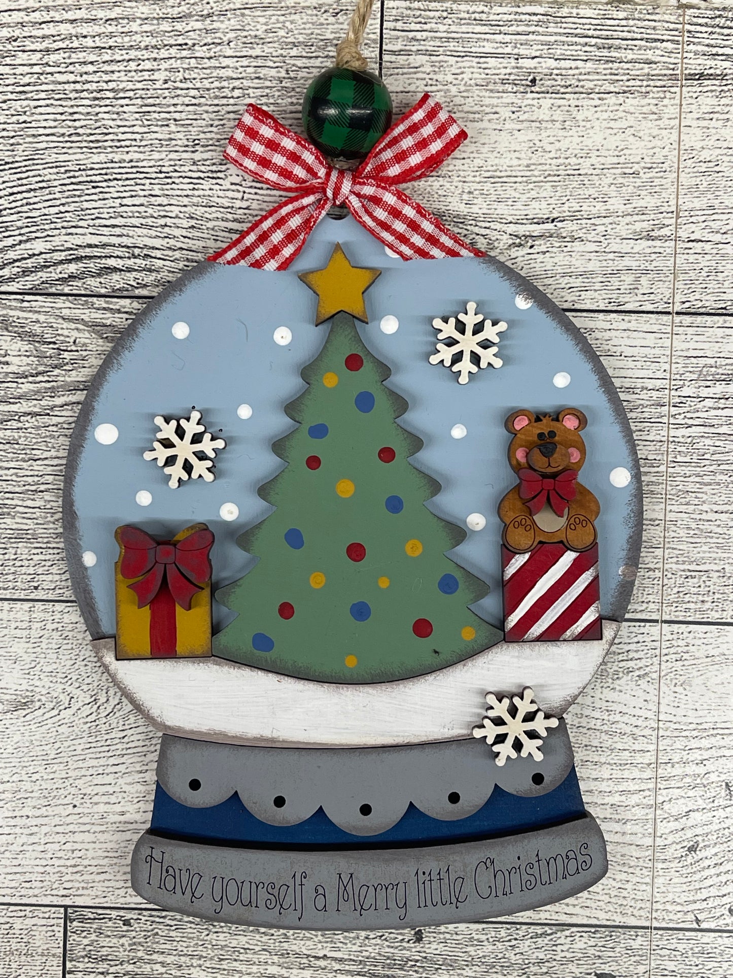 Christmas Tree with presents - lighted Christmas Globe Ornament or Stander - unpainted wood cutouts, ready for you to paint