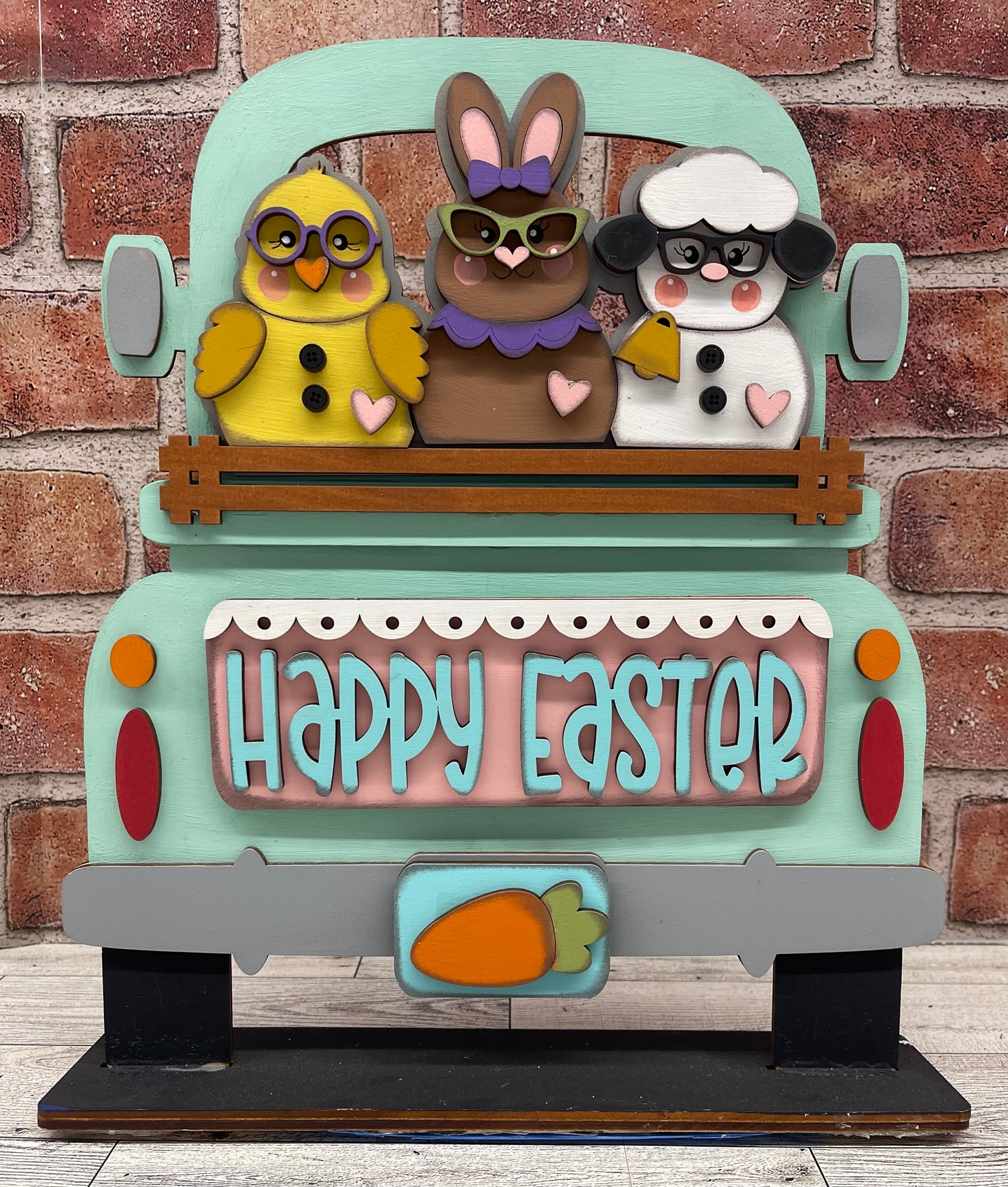 Happy Easter - Chick, Lamb & Bunny Truck insert only, unpainted wood cutouts, ready for you to paint, does not include truck