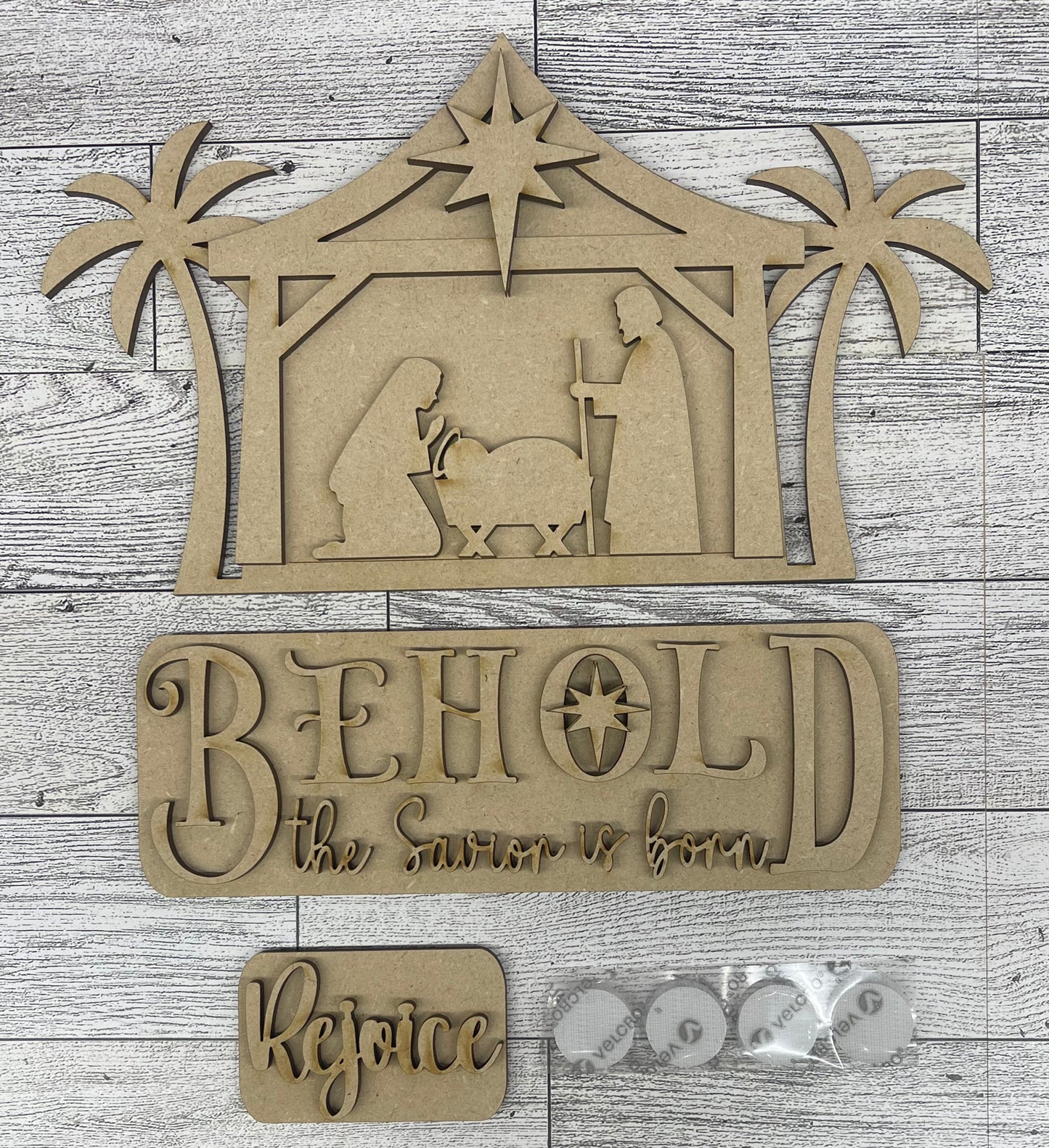 Nativity - Christmas Truck insert only, unpainted wood cutouts, ready for you to paint, does not include truck