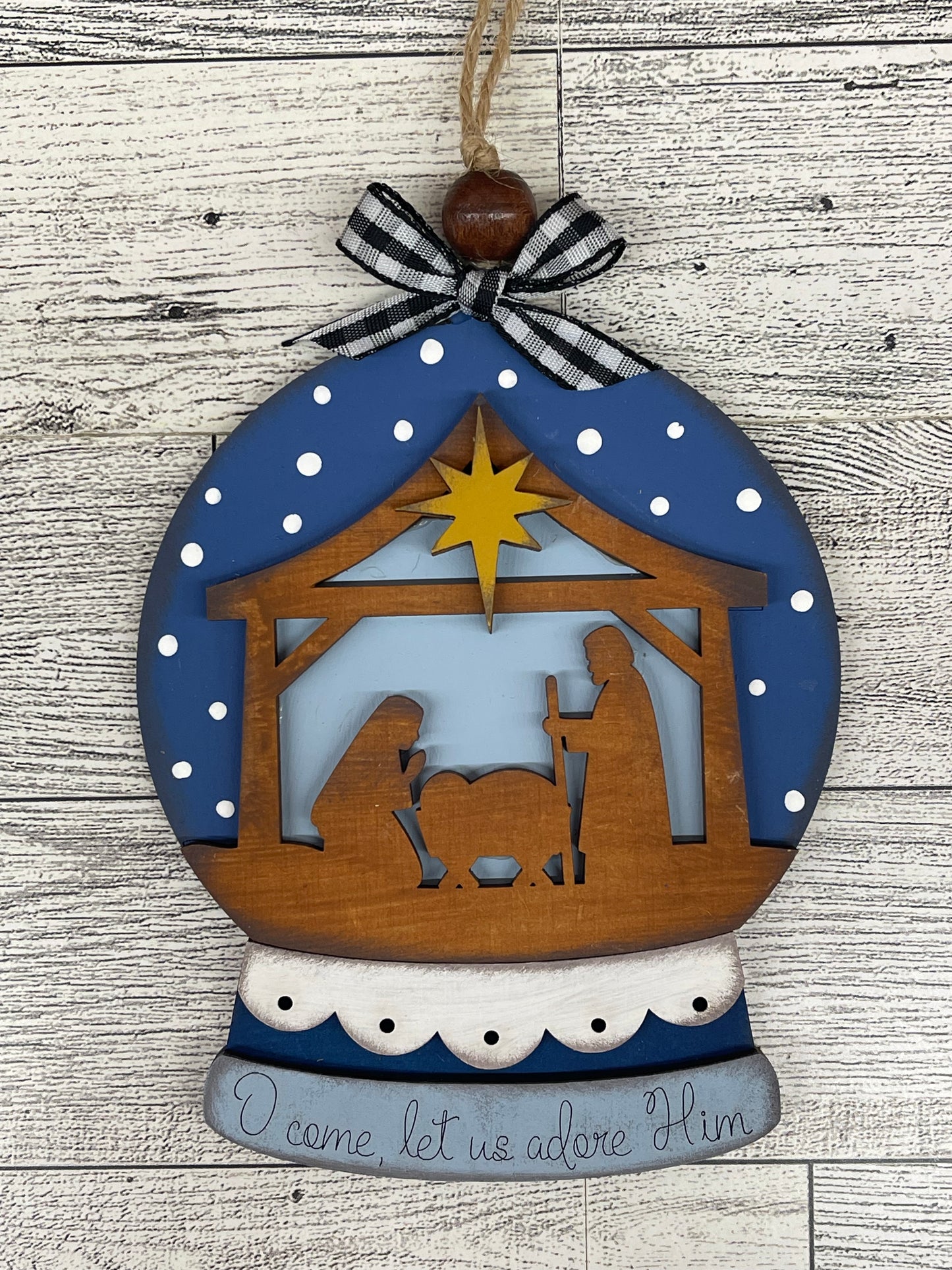 Nativity lighted Christmas Globe Ornament or Stander - unpainted wood cutouts, ready for you to paint