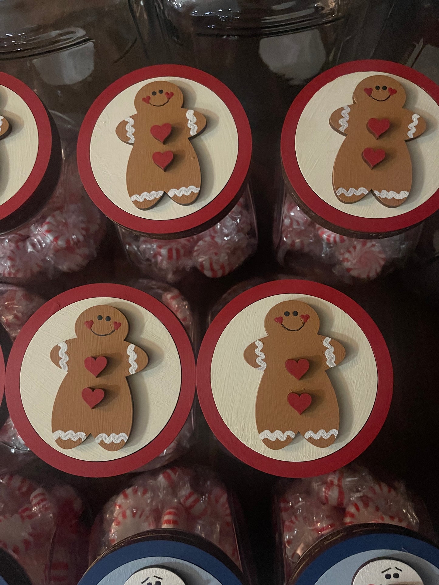 Gingerbread Large Changeable jar lid kit, unpainted wooden cutouts - ready for you to paint