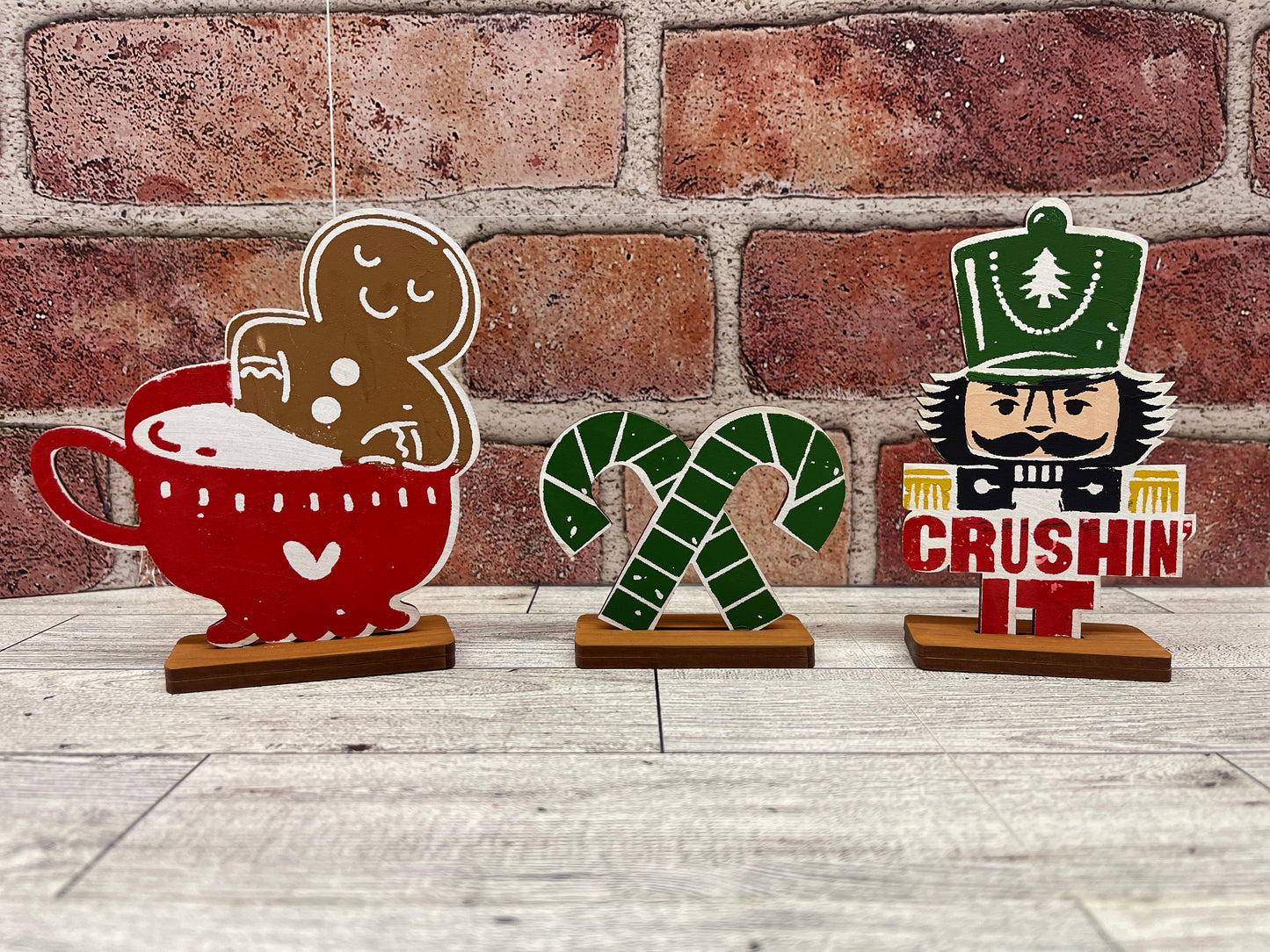 Sweet & Twisted - Gingerbread Cocoa, Nutcracker & Candy Cane cutouts - unpainted wooden cutouts, ready for you to paint