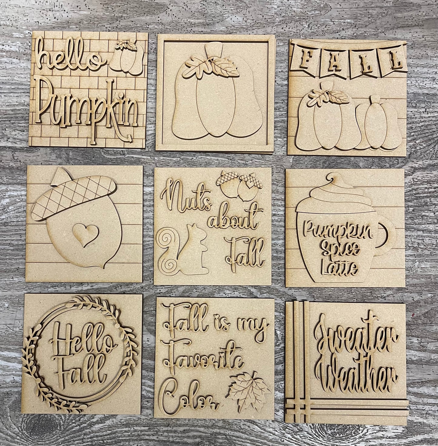 Sets of 3 Fall Blocks only Kit, DIY Unpainted Wooden Kit, DIY Blocks for Leaning Ladder Kit