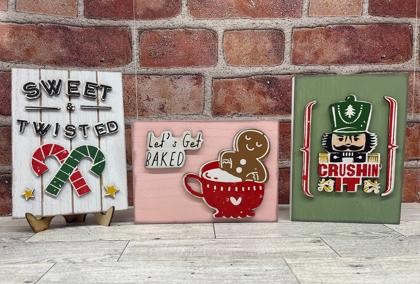 Sweet & Twisted - Gingerbread Cocoa, Nutcracker & Candy Cane cutouts - unpainted wooden cutouts, ready for you to paint