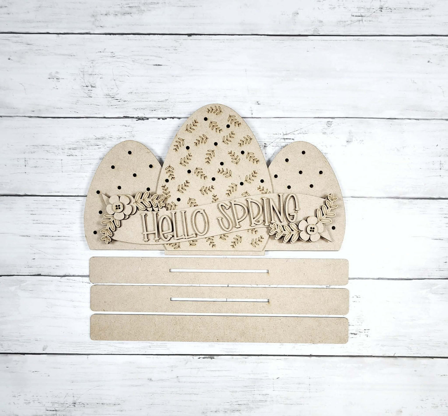 Lighted Easter Eggs - Hello Spring Stander - unpainted wood cutouts, ready for you to paint