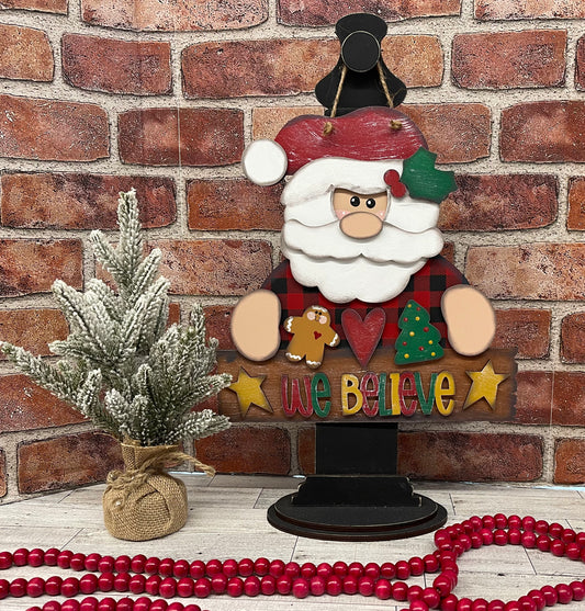 Santa - We Believe sign wood cutouts, unpainted ready for you to paint