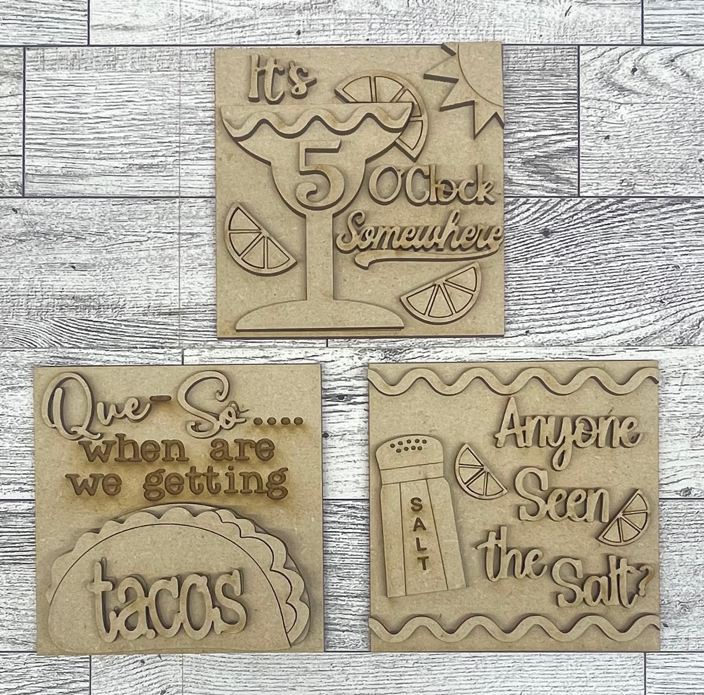 Cinco De Mayo Blocks only Kit, DIY Unpainted Wooden Kit, DIY Blocks for Leaning Ladder Kit