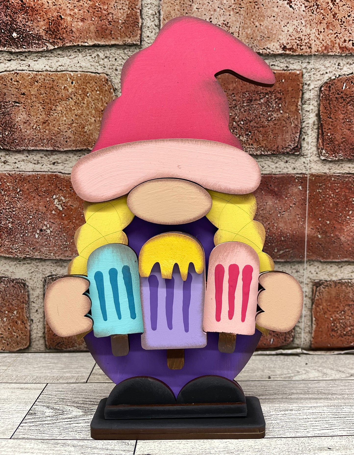Summer boy or girl Gnome with wood cutouts, unpainted wooden cutout - ready for you to paint