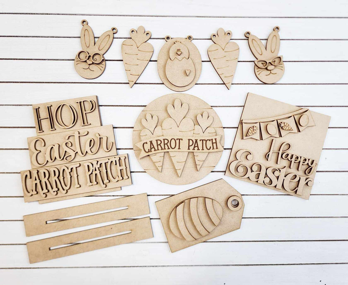 Easter Tiered Tray Kit - Wood Cutouts unpainted ready for you to paint