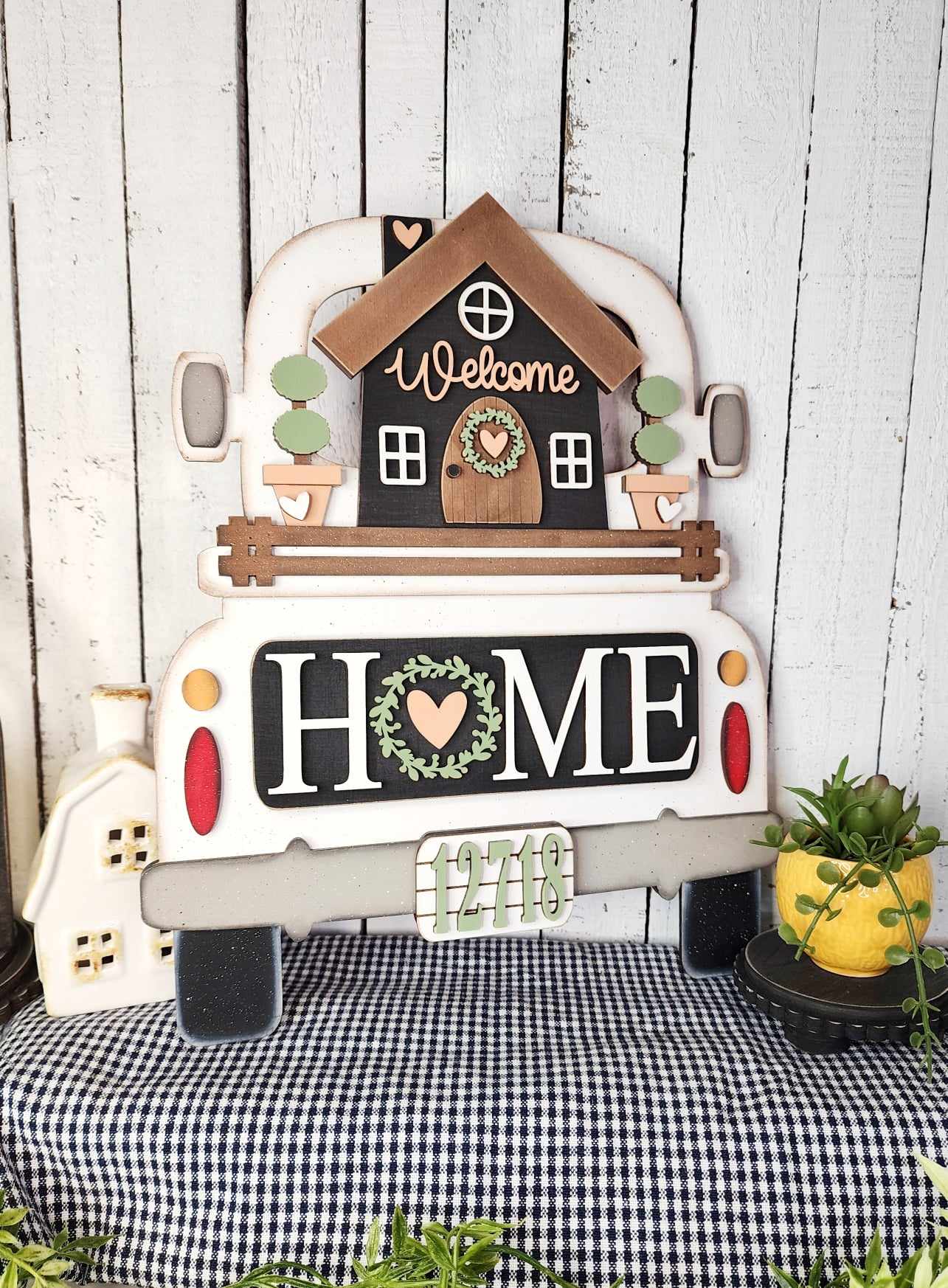 Welcome Home Truck Insert cutouts - unpainted wooden cutouts, ready for you to paint