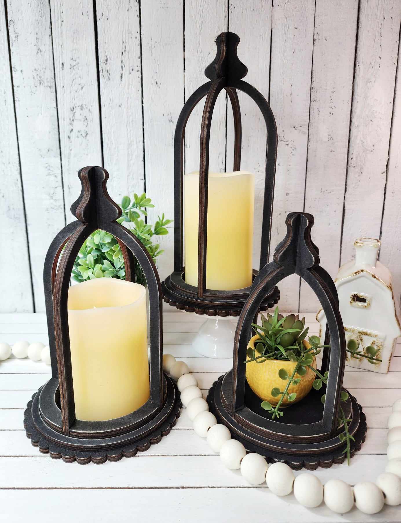Welcome Home - Set of 3Candle Cloche cutouts - unpainted wooden cutouts, ready for you to paint
