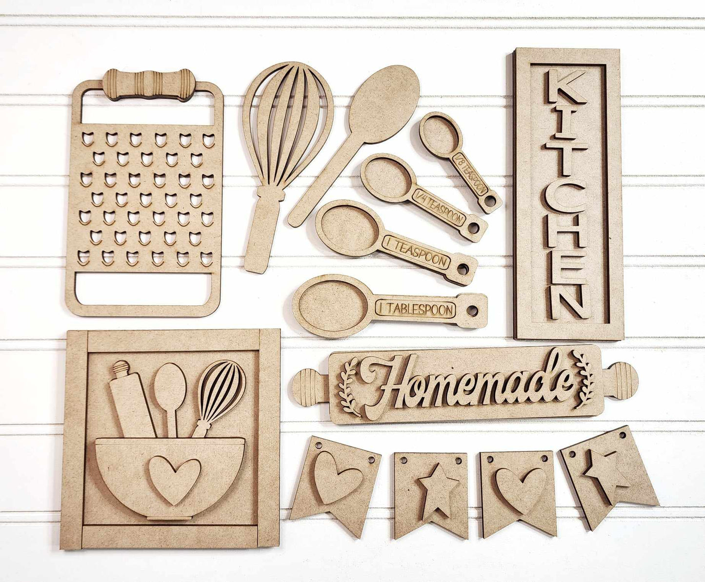 Primitive Home Collection Tiered Tray cutouts - unpainted wooden cutouts, ready for you to paint