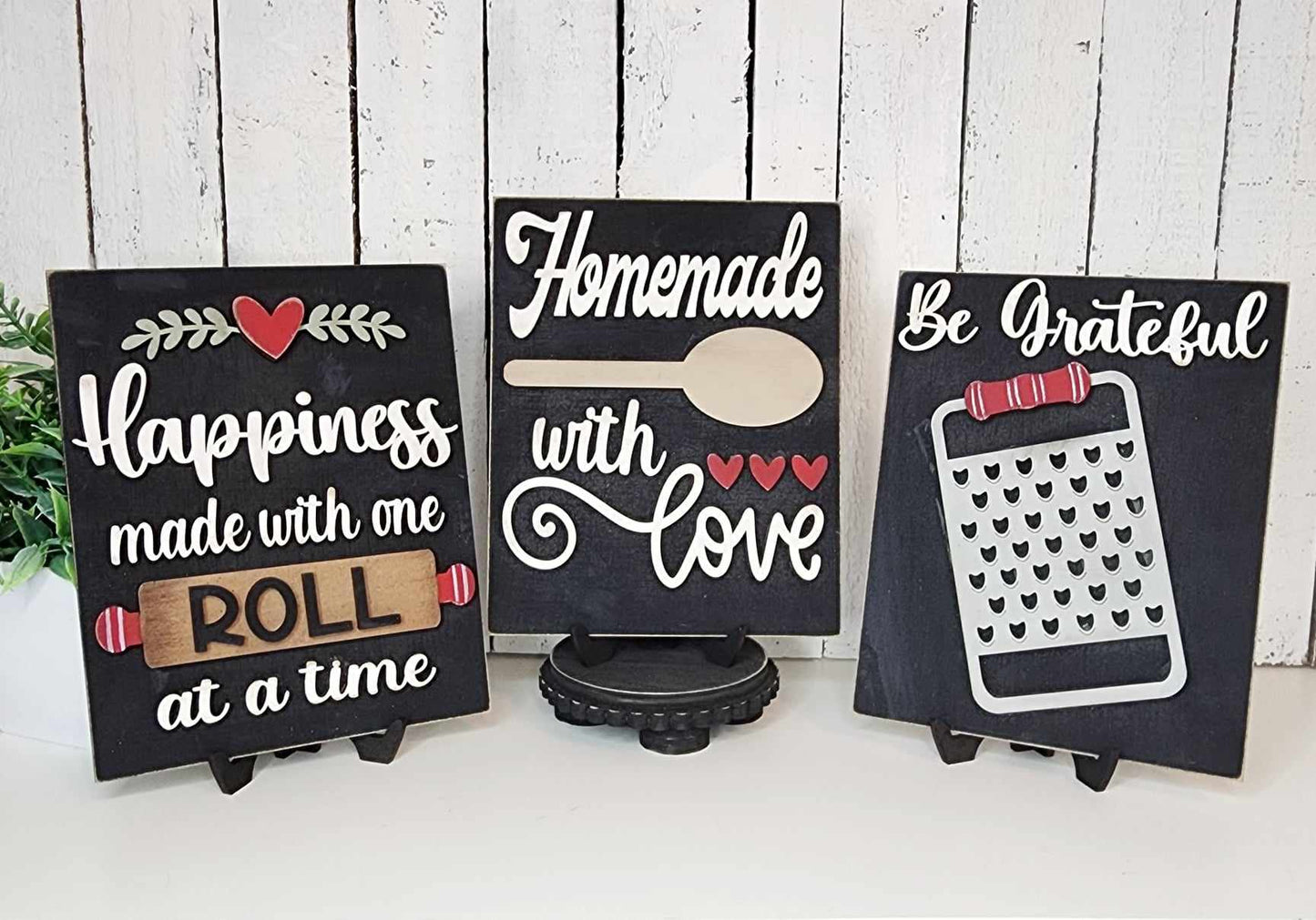 3 Kitchen Signs Primitive Home Collection cutouts - unpainted wooden cutouts, ready for you to paint