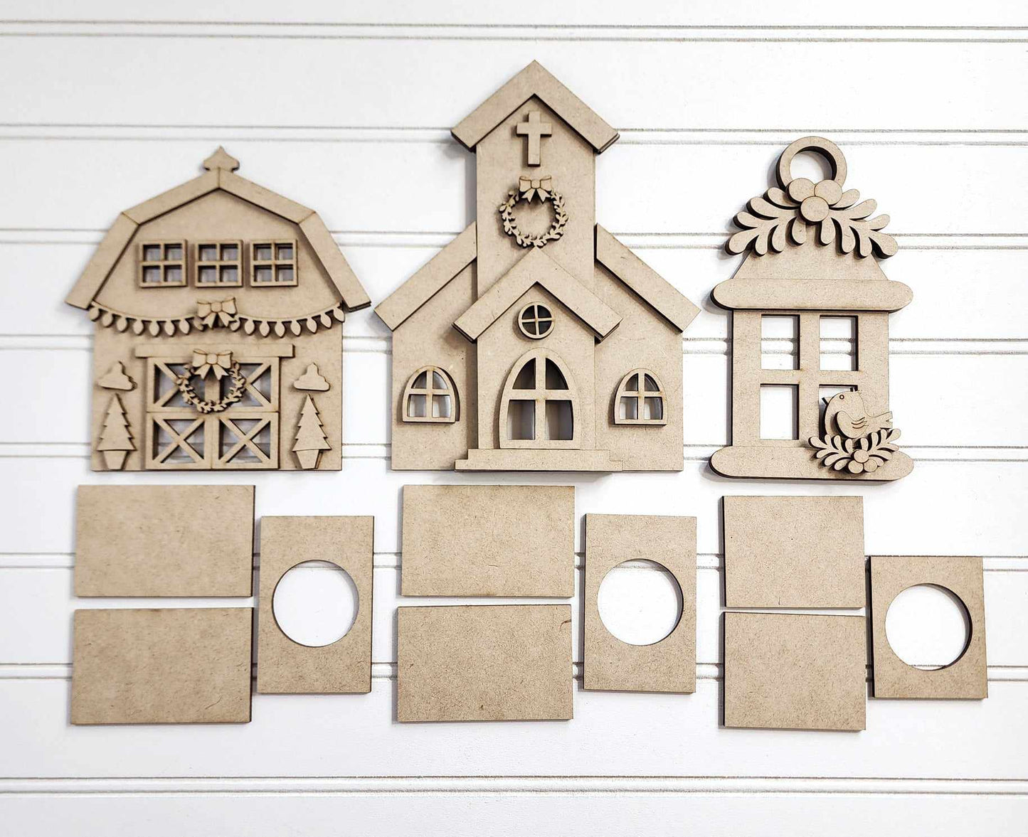 Country Christmas Tree Farm Votives unpainted cutouts