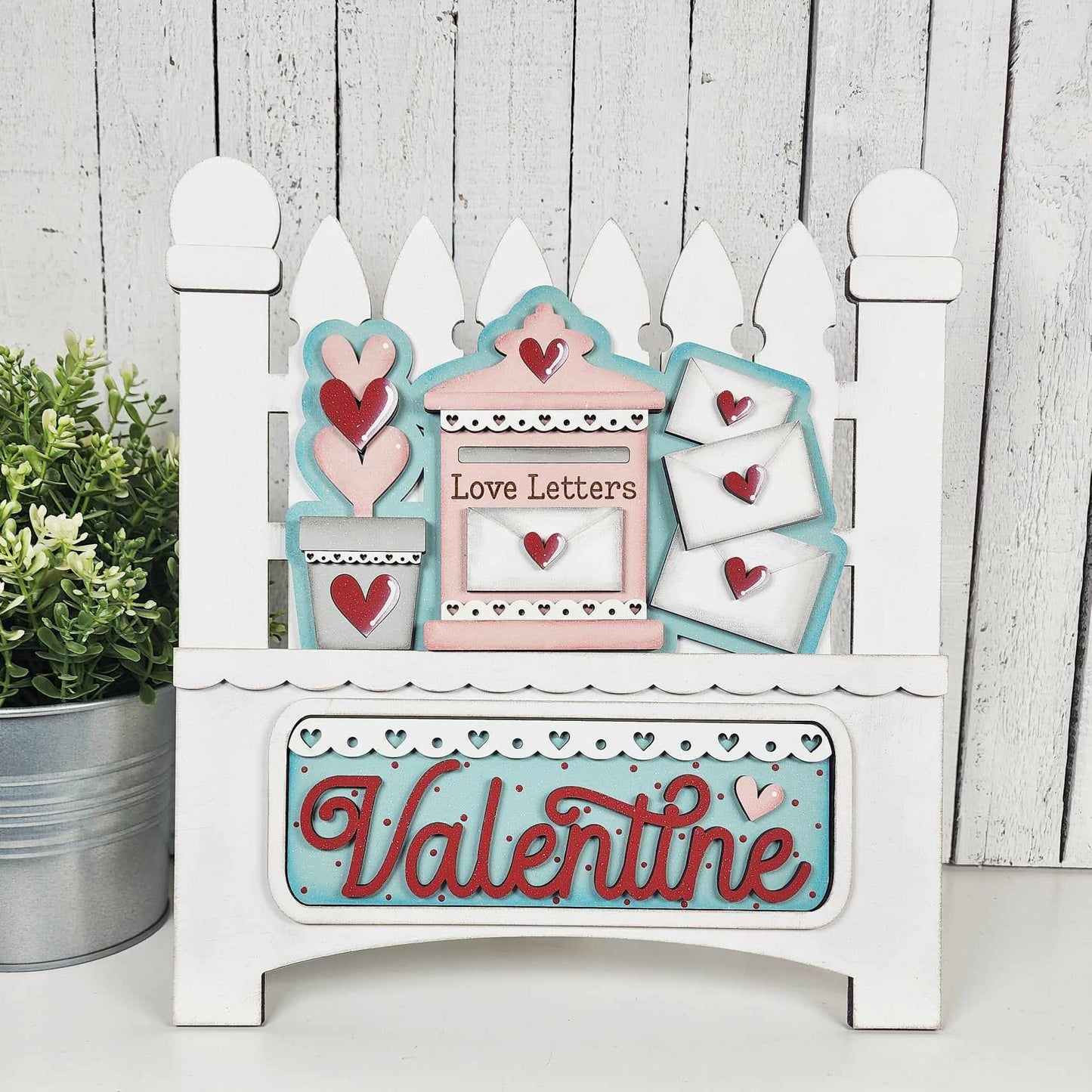 Be Mine Valentine Truck insert only, unpainted wood cutouts, ready for you to paint, does not include truck or fence
