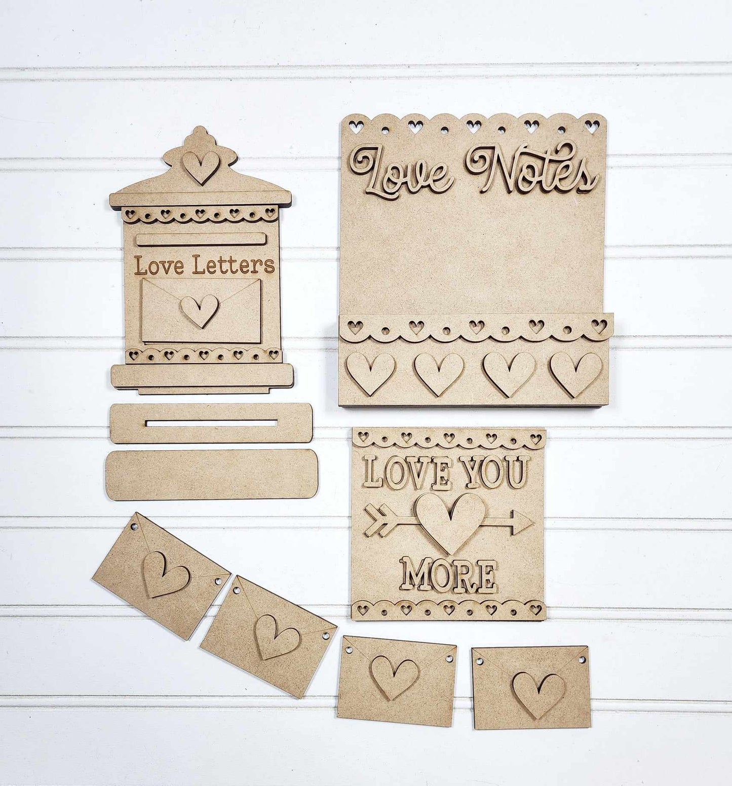 Be Mine Valentine Collection Tiered Tray Set - unpainted cutouts