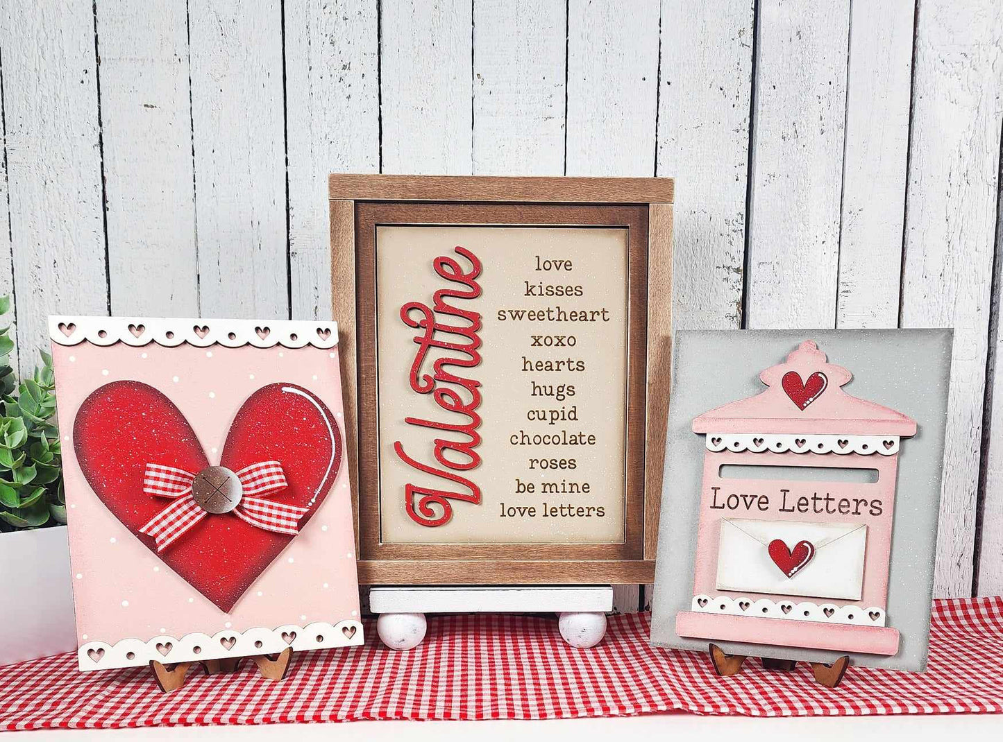 Be Mine Valentine Collection Sign Trio - unpainted cutouts
