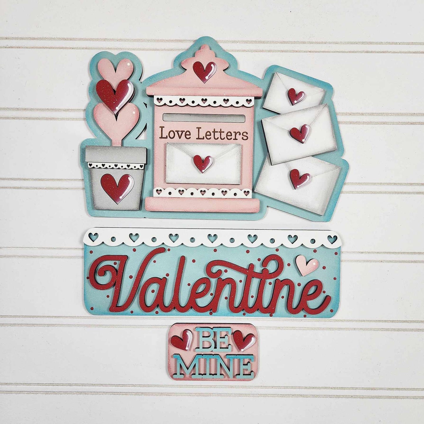 Be Mine Valentine Truck insert only, unpainted wood cutouts, ready for you to paint, does not include truck or fence