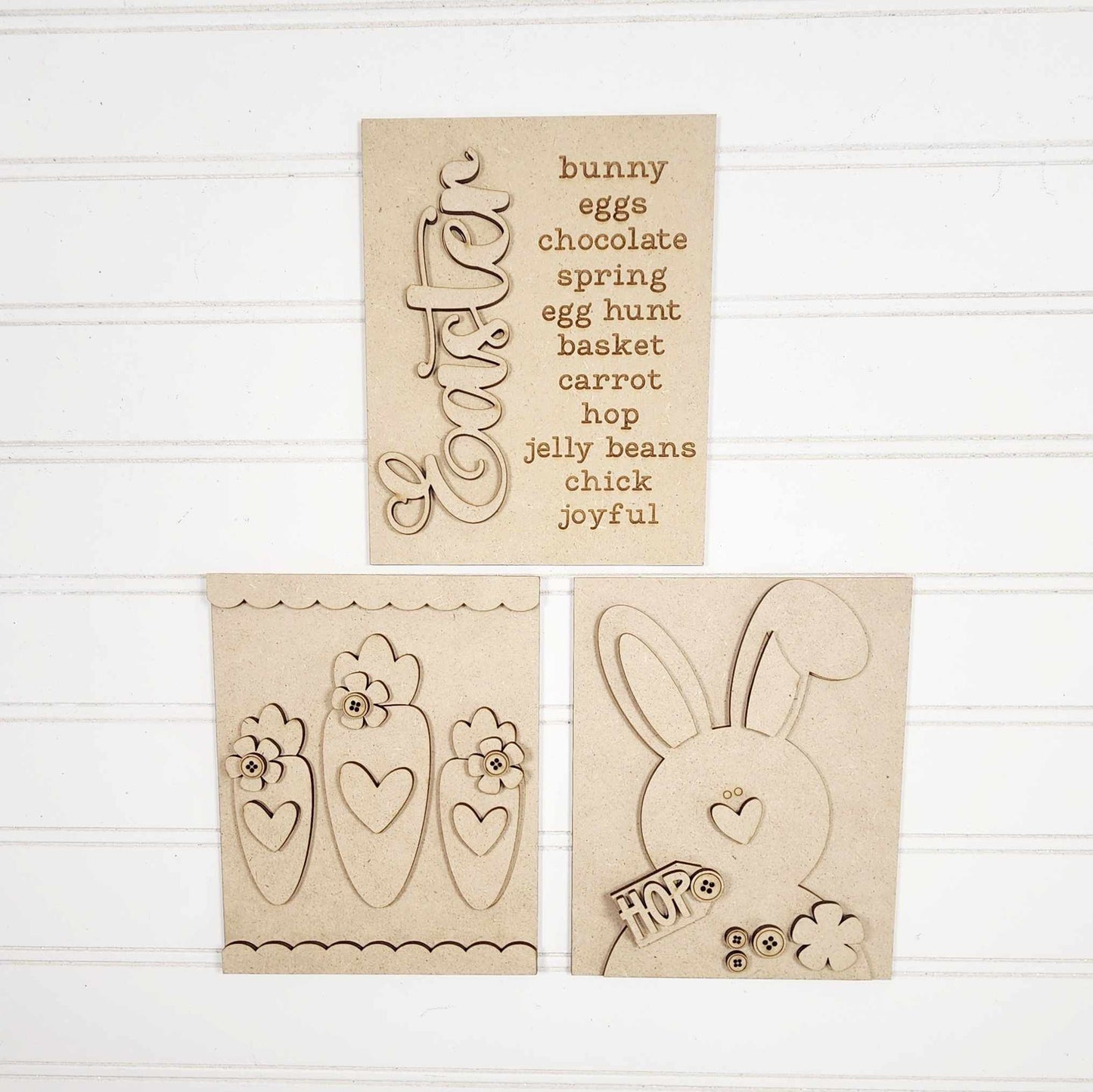 Prim Easter Collection Sign Trio - unpainted cutouts