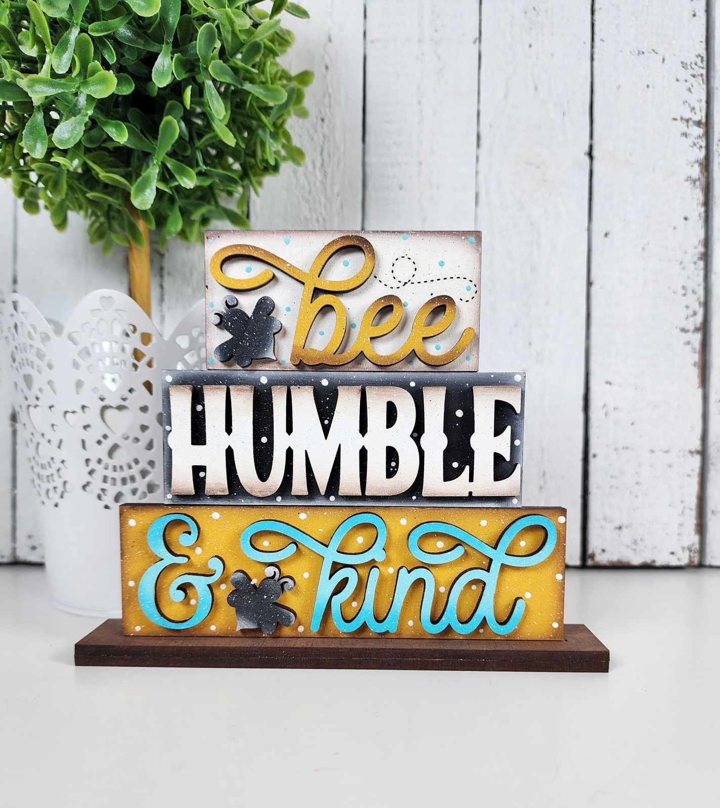Hello Honey Collection Bee, Bee Hive and Bee Humble & Kind Word Stander - unpainted cutouts