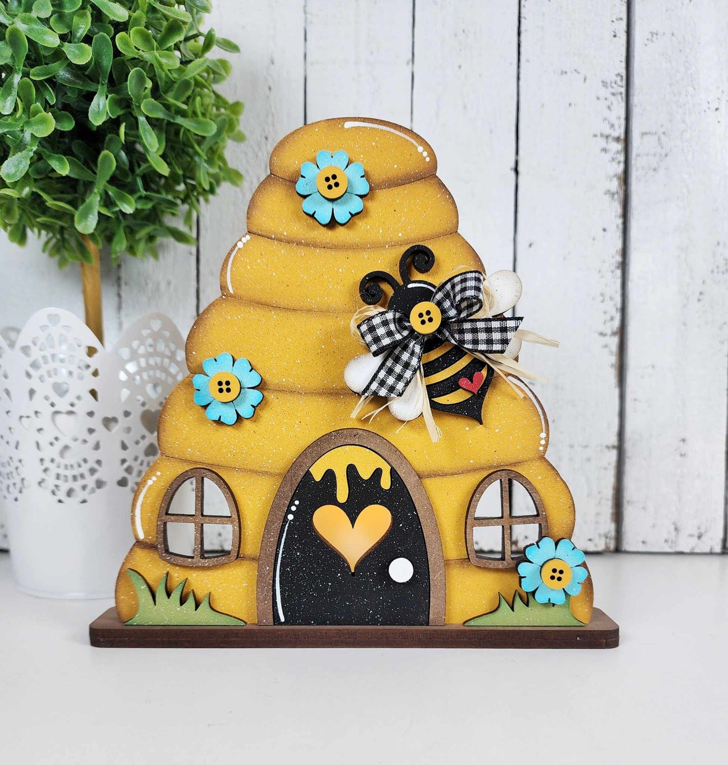 Hello Honey Collection Bee, Bee Hive and Bee Humble & Kind Word Stander - unpainted cutouts