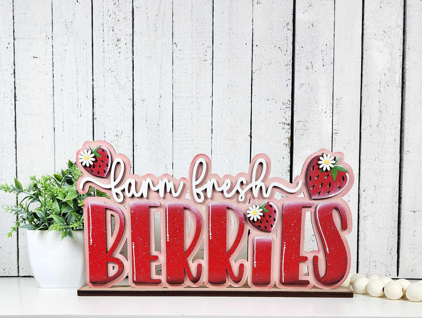 Farm Fresh Berries Word Stander - Berry Sweet Collection unpainted wooden cutout, ready for you to paint