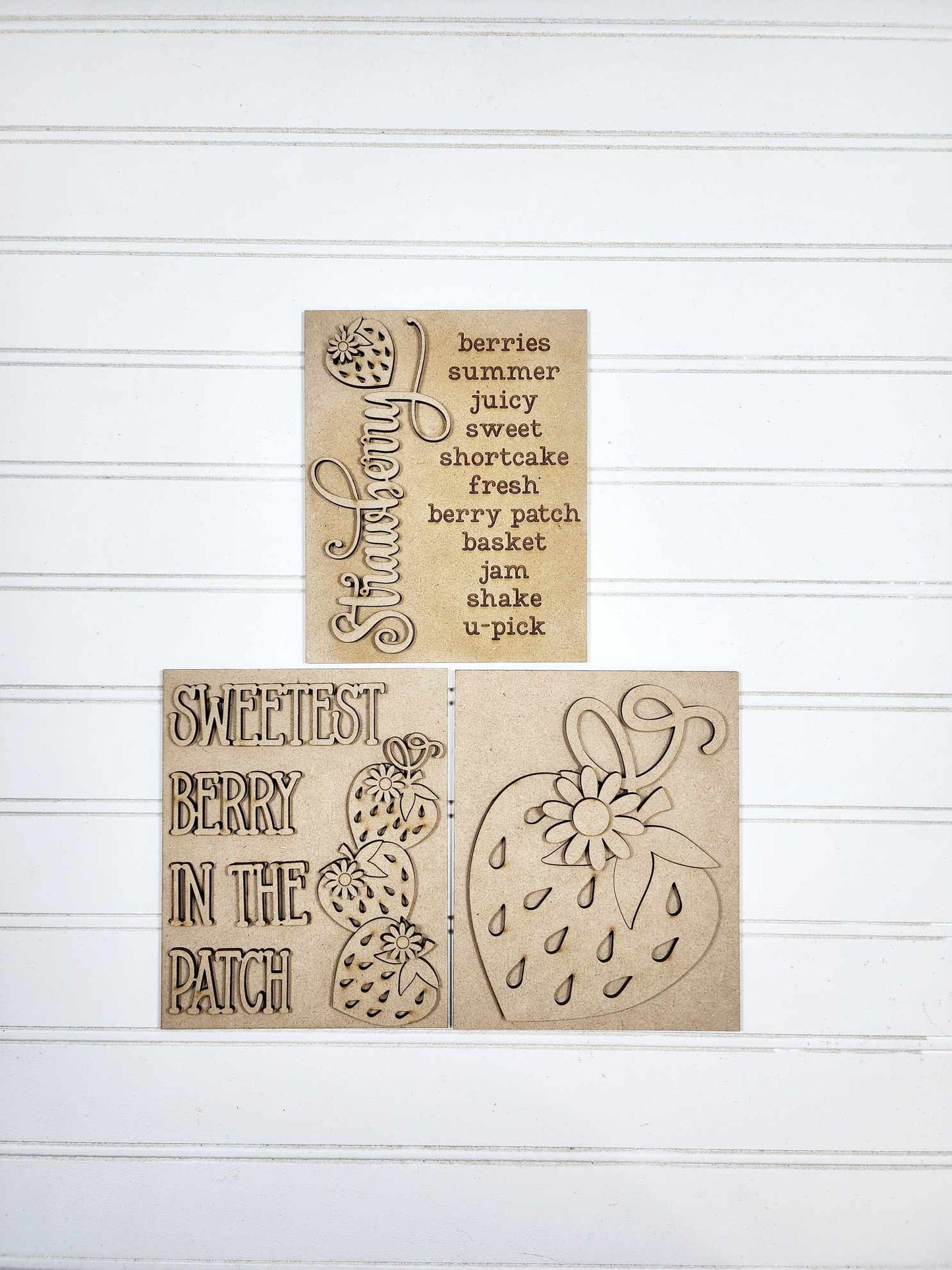 Berry Sweet Collection Sign Trio - unpainted cutouts