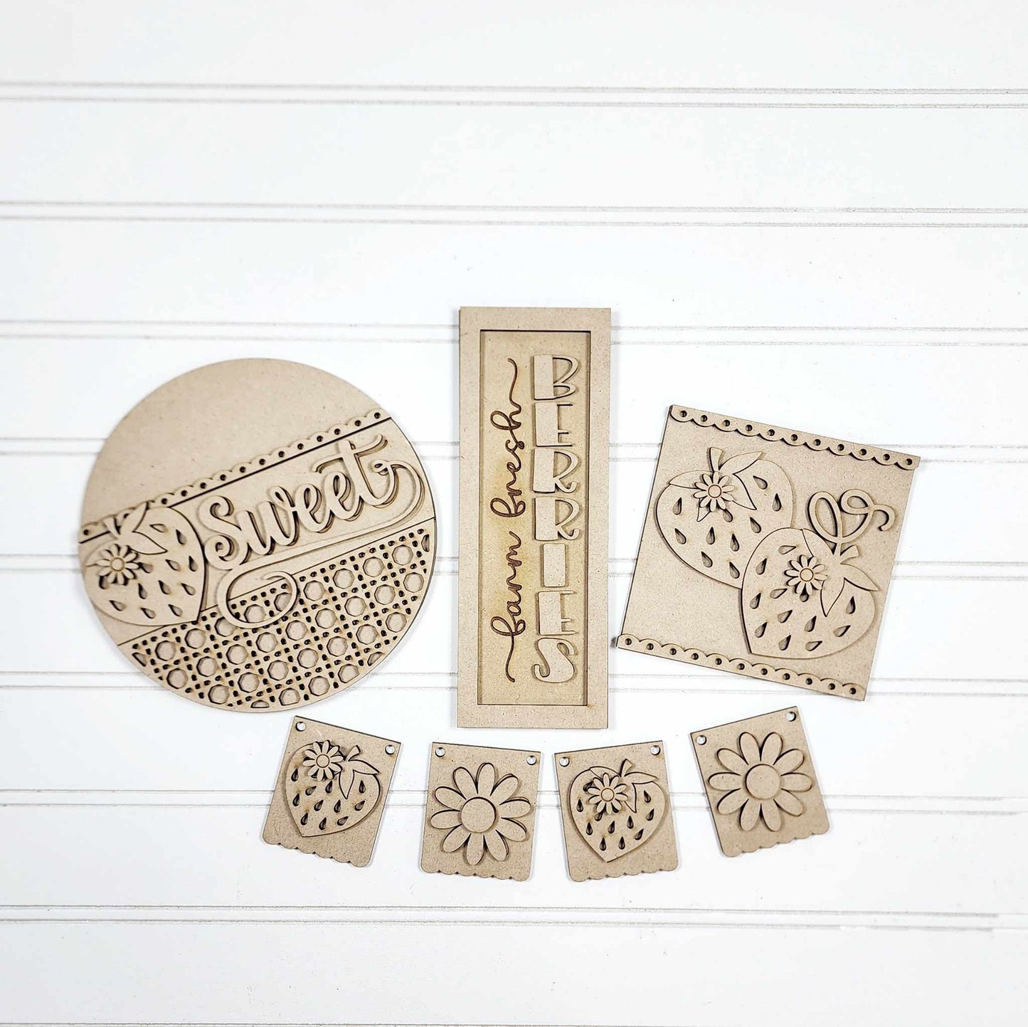 Berry Sweet Decor tiered tray set cutouts - unpainted wooden cutouts, ready for you to paint