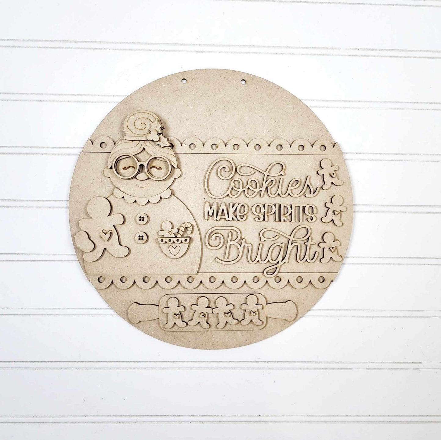 April - Add On Mrs. Claus Door Sign - unpainted wood cutouts, ready for you to paint