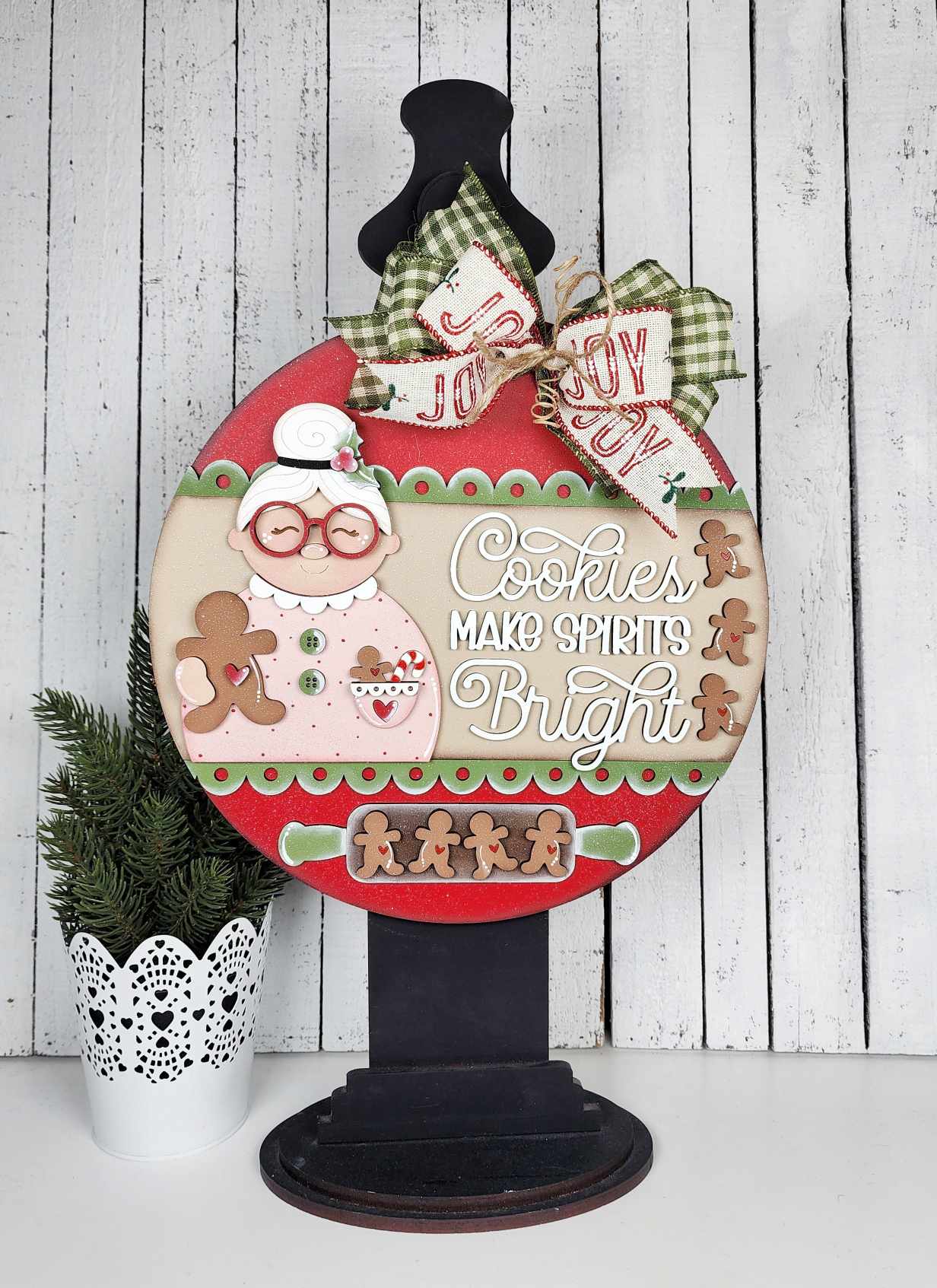 April - Add On Mrs. Claus Door Sign - unpainted wood cutouts, ready for you to paint
