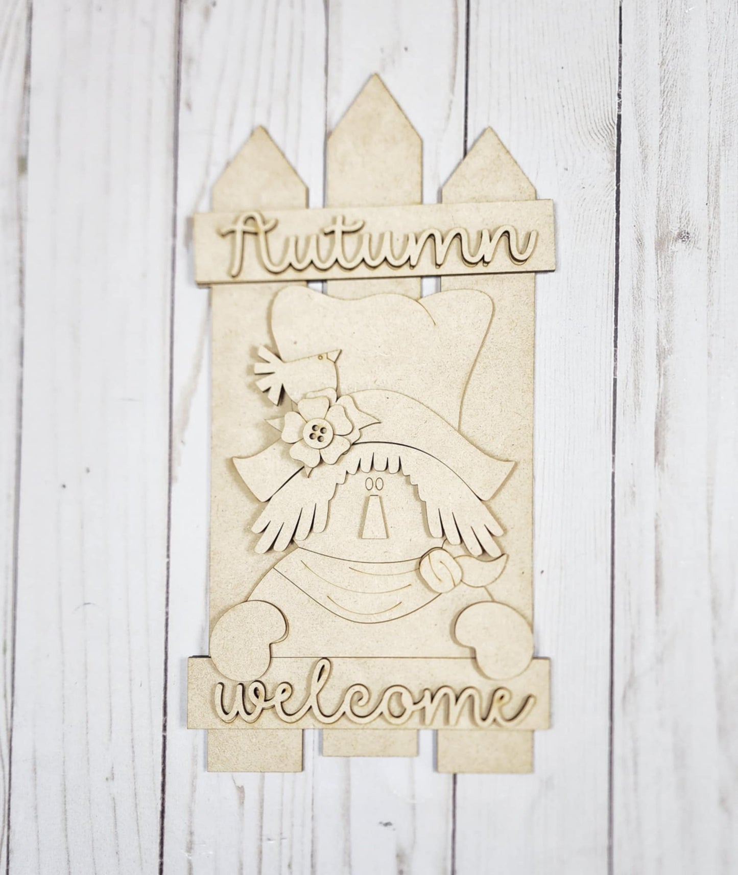 Fall Scarecrow Fence Leaner - unpainted cutouts