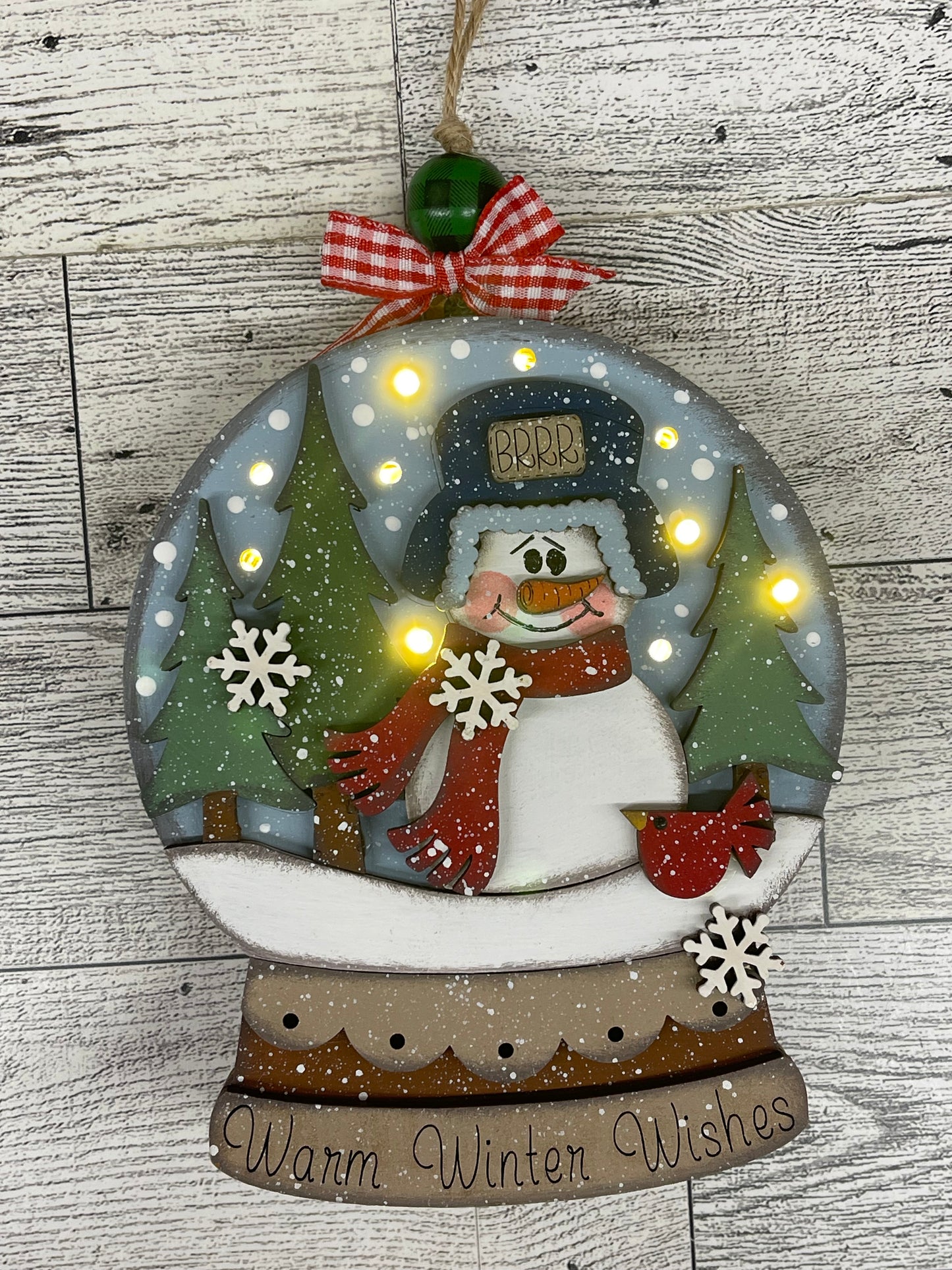 Snowman  - lighted Christmas Globe Ornament or Stander - unpainted wood cutouts, ready for you to paint