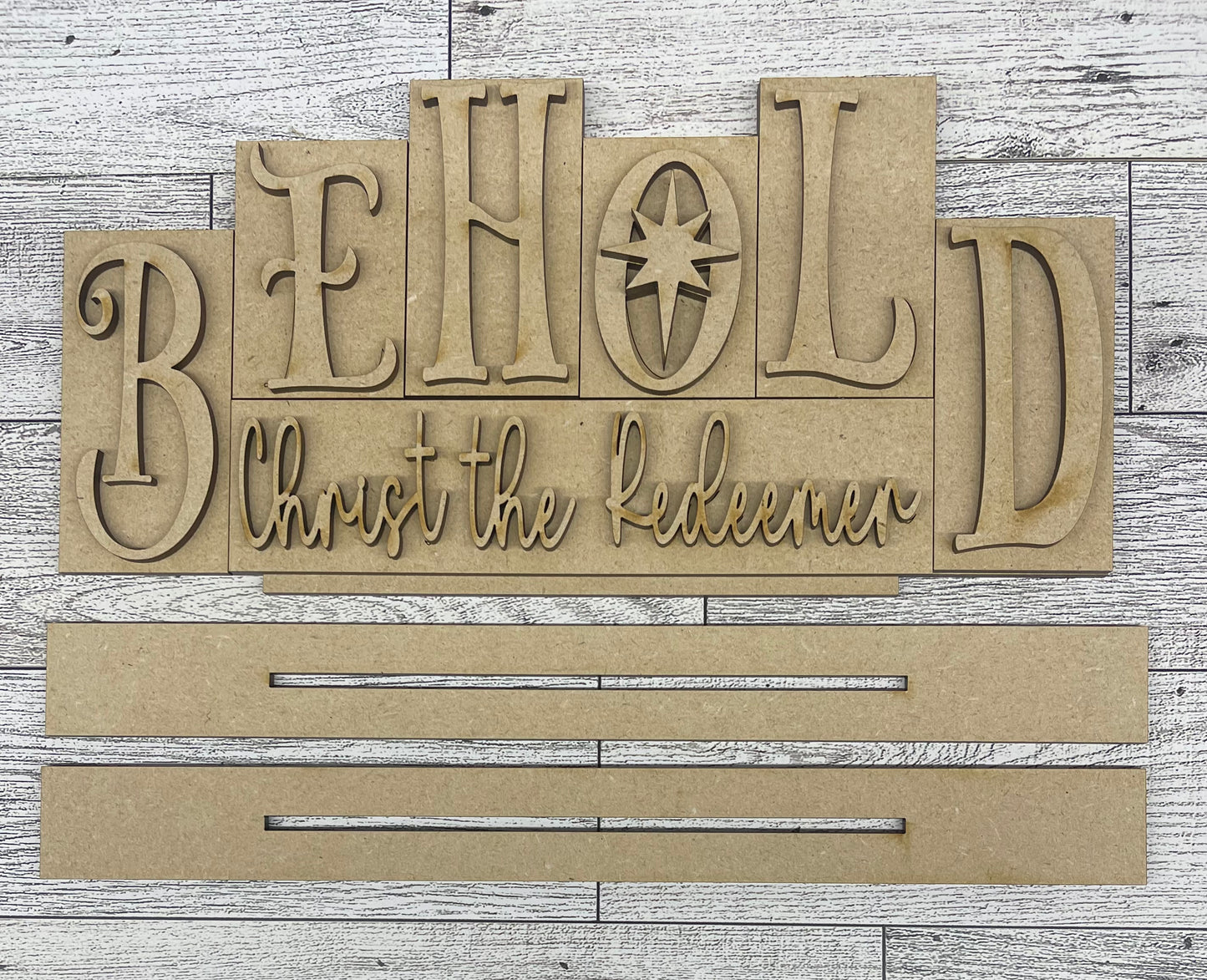 Religious Christmas word kit - wood pieces, unpainted wood cutouts, ready for you to paint, scrapbook paper is not included