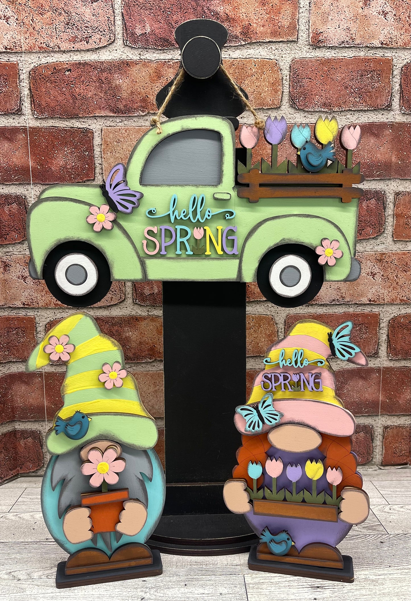 Hello Spring Truck sign kit, unpainted wooden cutouts - diy kit ready for you to paint