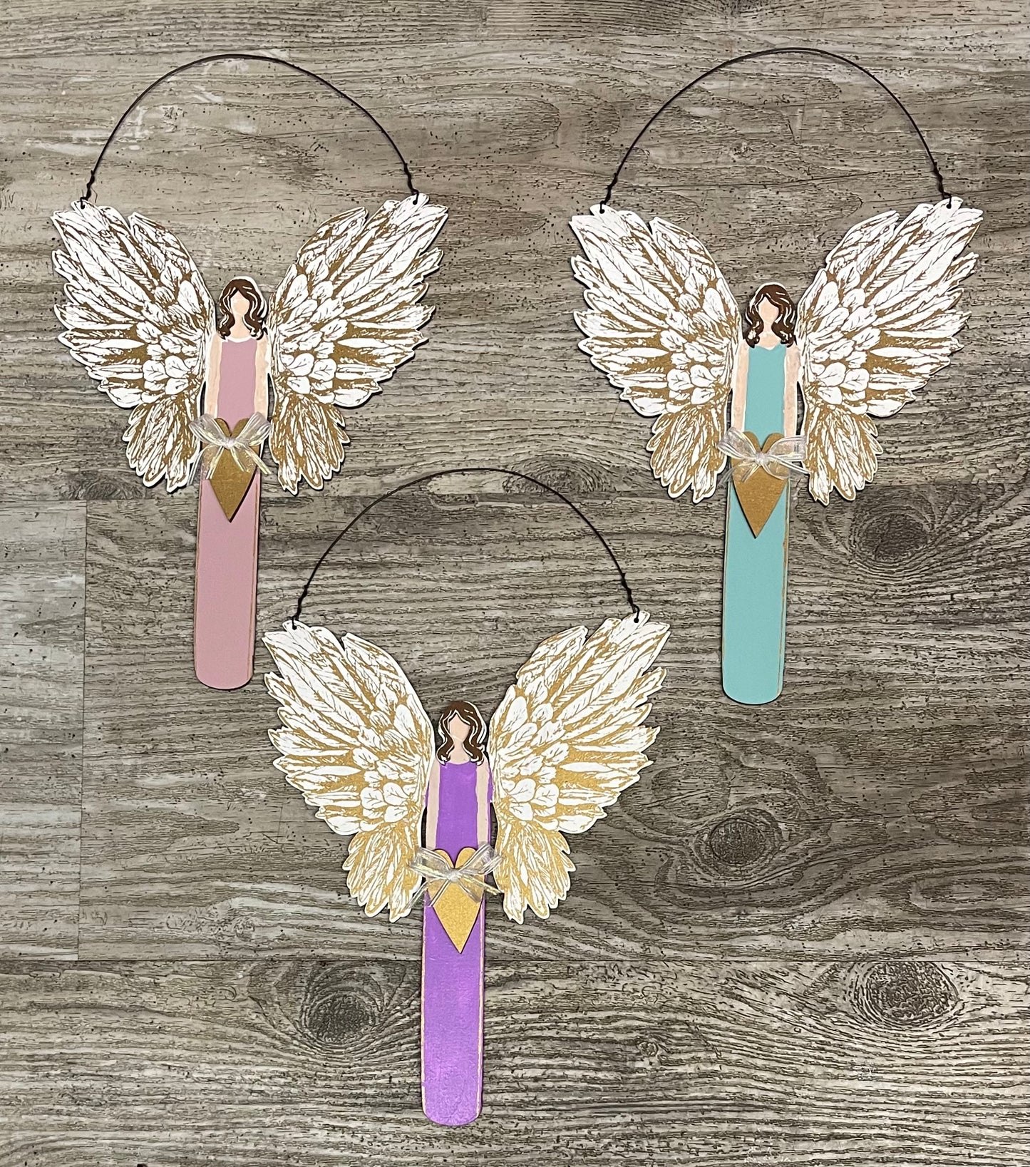 Painterly Angel hanging - wood pieces, unpainted wood cutouts, ready for you to paint