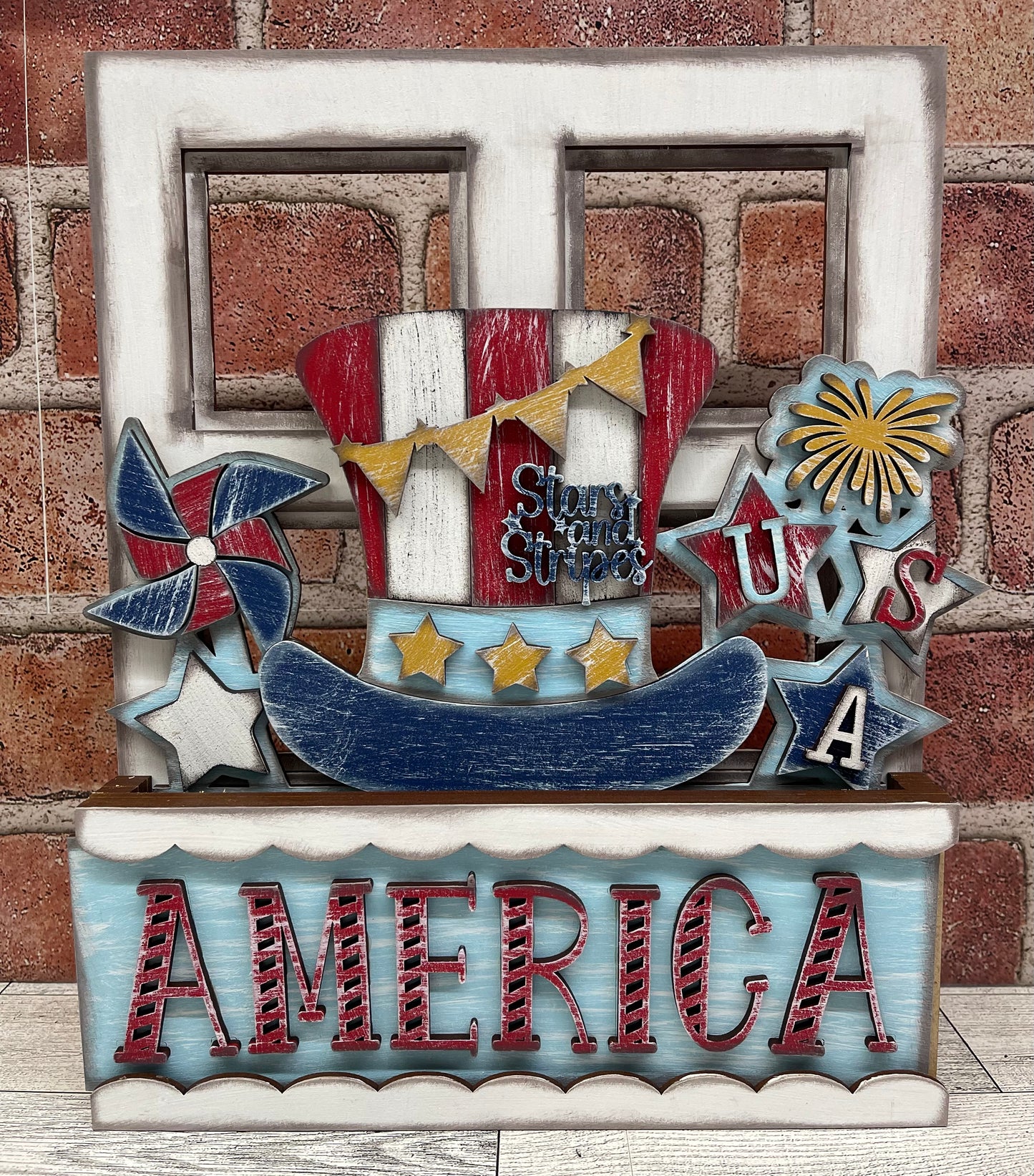 Patriotic Insert for Changeable Window Box unpainted wood cutouts, ready for you to paint