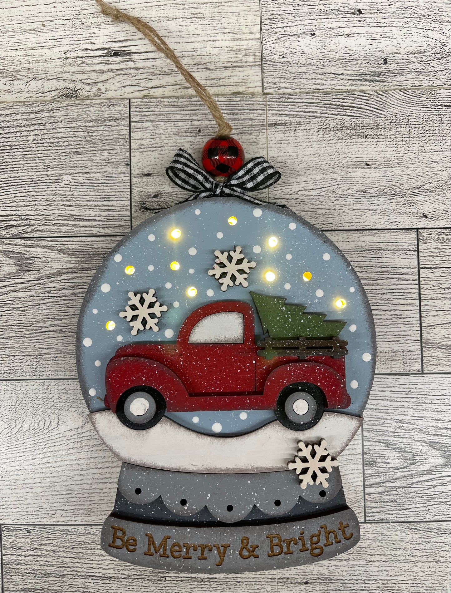 Red Truck - lighted Christmas Globe Ornament or Stander - unpainted wood cutouts, ready for you to paint