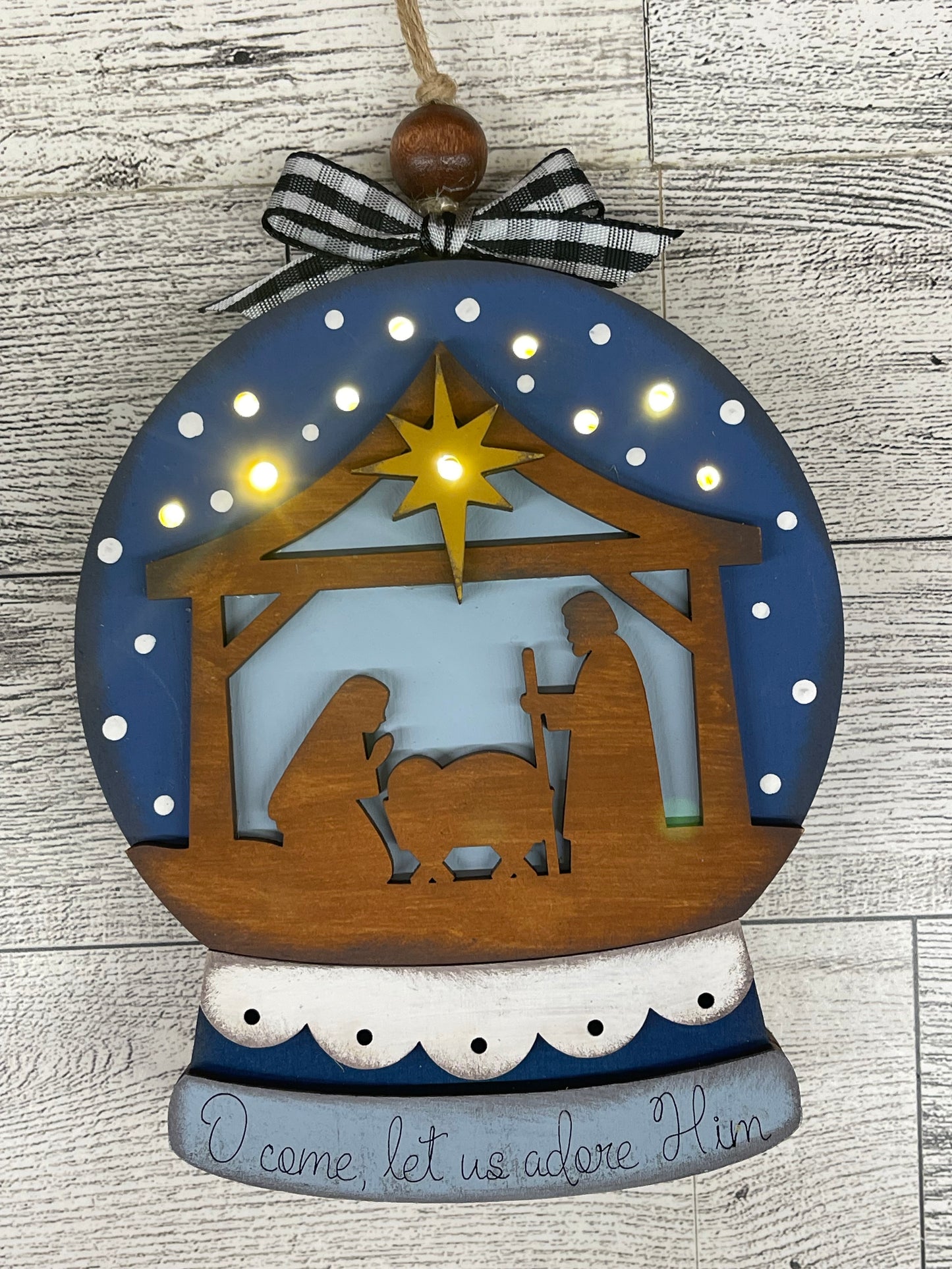 Nativity lighted Christmas Globe Ornament or Stander - unpainted wood cutouts, ready for you to paint