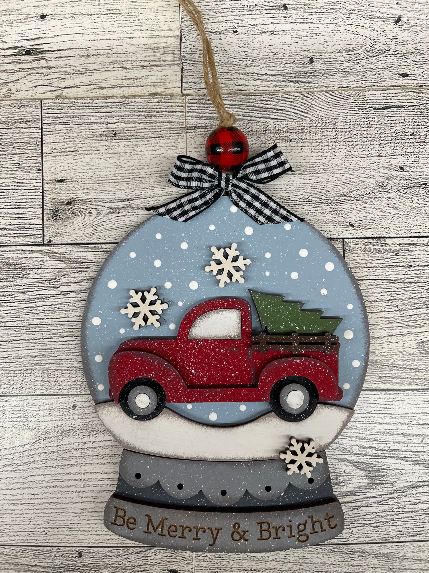 Red Truck - lighted Christmas Globe Ornament or Stander - unpainted wood cutouts, ready for you to paint