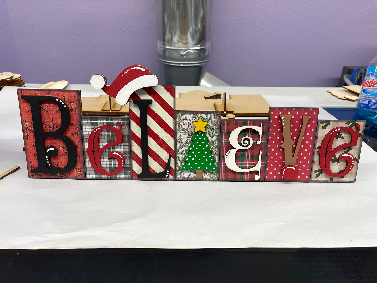 Believe word kit - wood pieces, unpainted wood cutouts, ready for you to paint, scrapbook paper is not included