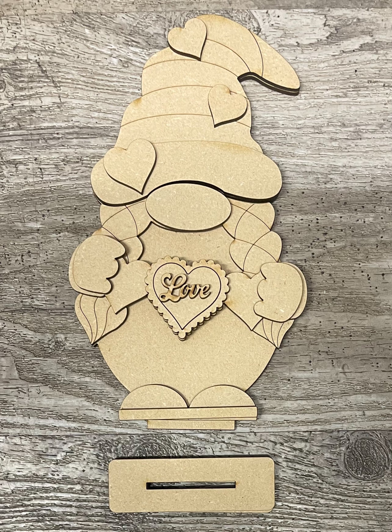 Valentine’s Gnome - Boy or Girl wood cutouts, unpainted ready for you to paint