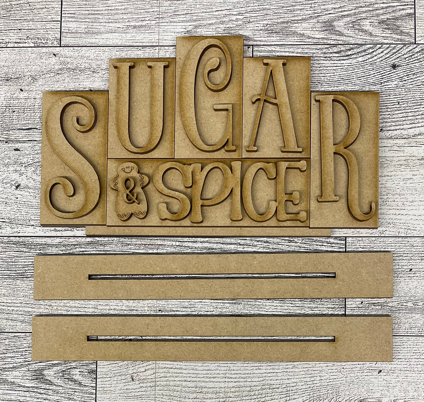 Gingerbread word kit - wood pieces, unpainted wood cutouts, ready for you to paint, scrapbook paper is not included