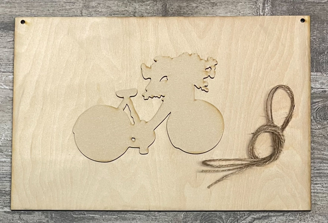 Flower Market Bicycle or sign kit, unpainted wooden cutouts - ready for you to paint