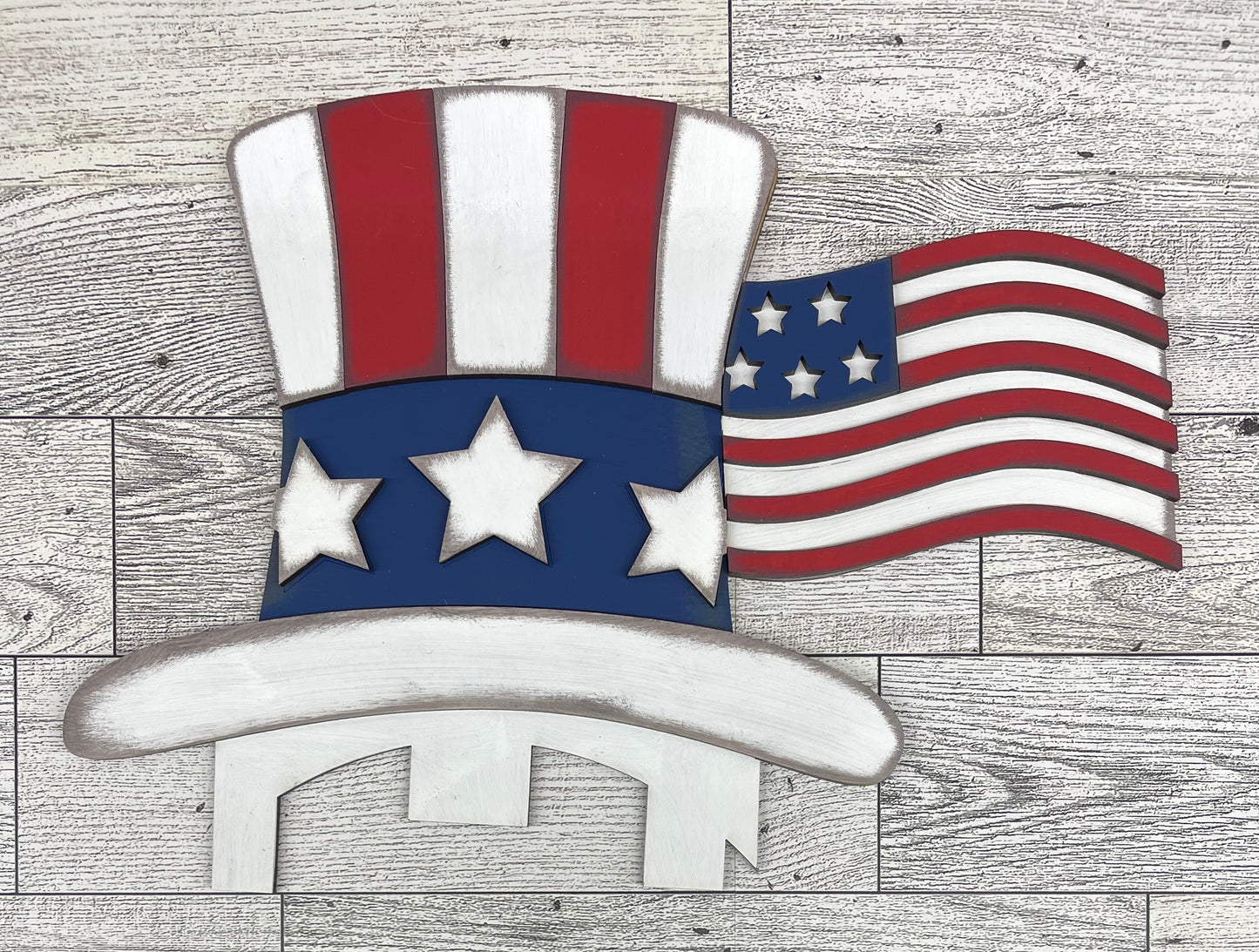 4th of July Gnome Changeable Door Sign cutouts - unpainted wooden cutouts, ready for you to paint