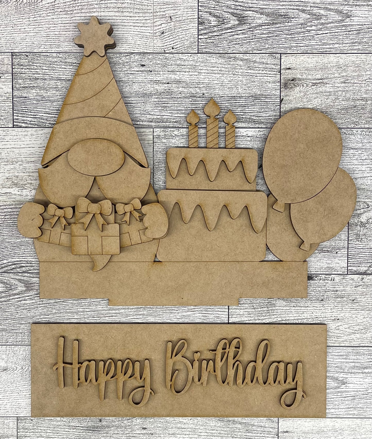 Birthday - Insert for Changeable Window Box unpainted wood cutouts, ready for you to paint