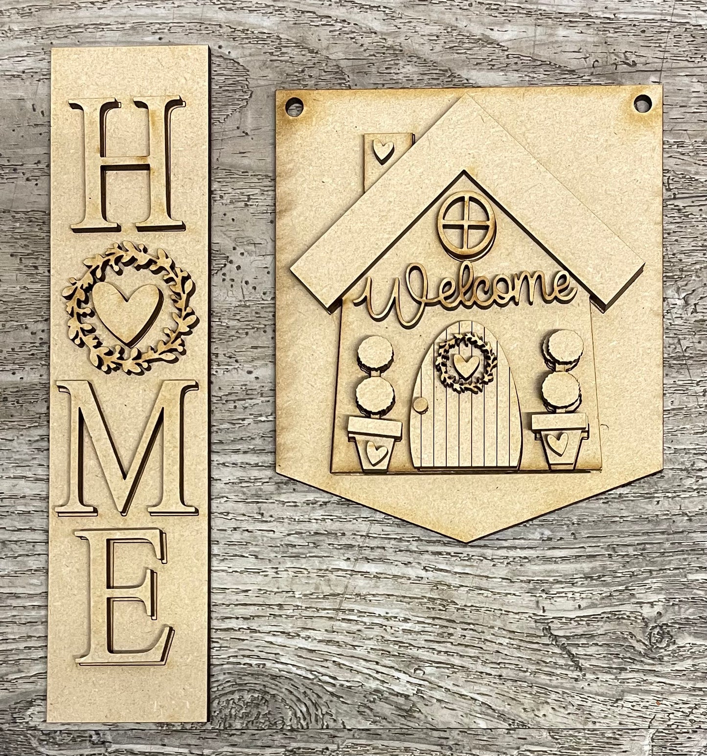 Welcome Home sign cutouts for changeable sign - unpainted wooden cutouts, ready for you to paint